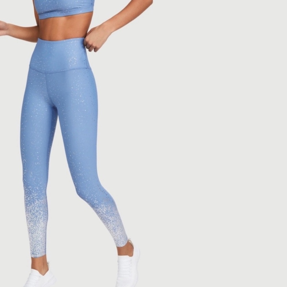 Beyond Yoga Sky-Blue High-Waist Speckle Fade Leggings